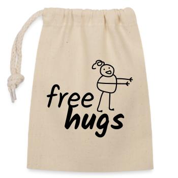 free hugs - Closable cotton gift bag (14x20cm) - nature - Front
