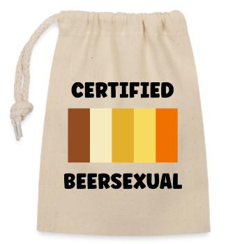 Biersexuell - Verschließbarer Geschenkbeutel aus Baumwolle (14x20cm) - Natur - Vorne