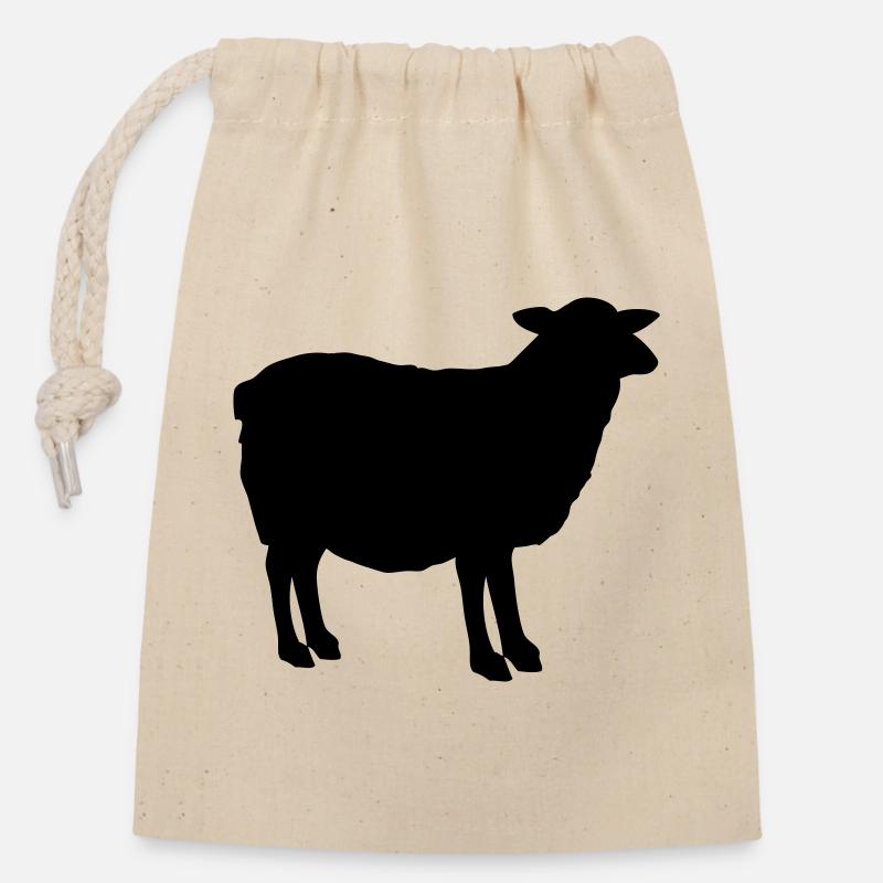 Schaf Silhouette - Verschließbarer Geschenkbeutel aus Baumwolle (14x20cm) - Natur