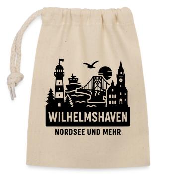 wilhelmshaven silhouette stadt friesland moin  - Verschließbarer Geschenkbeutel aus Baumwolle (14x20cm) - Natur - Vorne
