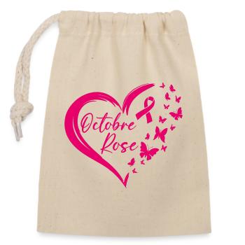 Pink October Ribbon Awareness - Closable cotton gift bag (14x20cm) - nature - Front