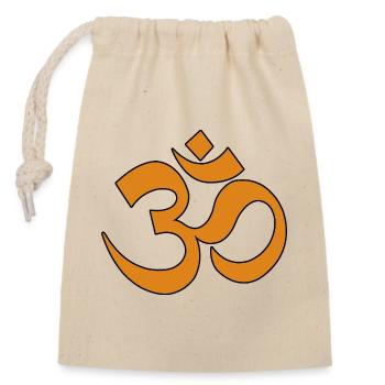 Symbole Om Orange sur Noir - Sac cadeau en coton avec cordon (14 x 20 cm) - nature - Devant