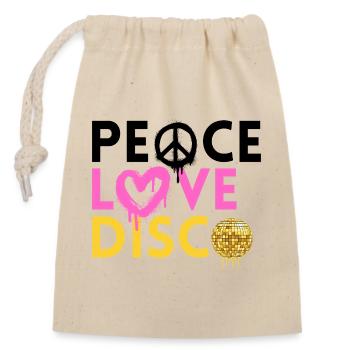 Paix Amour Disco Néon Art Rétro - Sac cadeau en coton avec cordon (14 x 20 cm) - nature - Devant