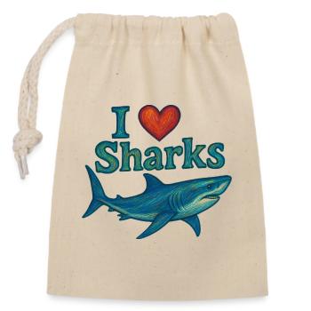 J’adore les requins - Sac cadeau en coton avec cordon (14 x 20 cm) - nature - Devant