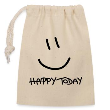 Happy Today - Closable cotton gift bag (14x20cm) - nature - Front