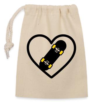 Skateboard Coeur Sport Street Passion - Sac cadeau en coton avec cordon (14 x 20 cm) - nature - Devant
