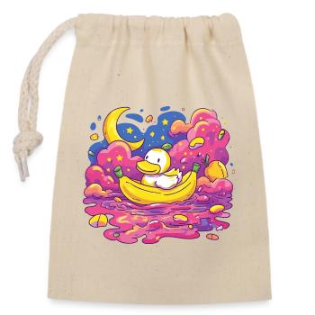 Moonlit Night Ducky on Banana - Closable cotton gift bag (14x20cm) - nature - Front