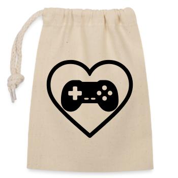 Heart Retrogaming – Vintage-Controller-Design - Verschließbarer Geschenkbeutel aus Baumwolle (14x20cm) - Natur - Vorne