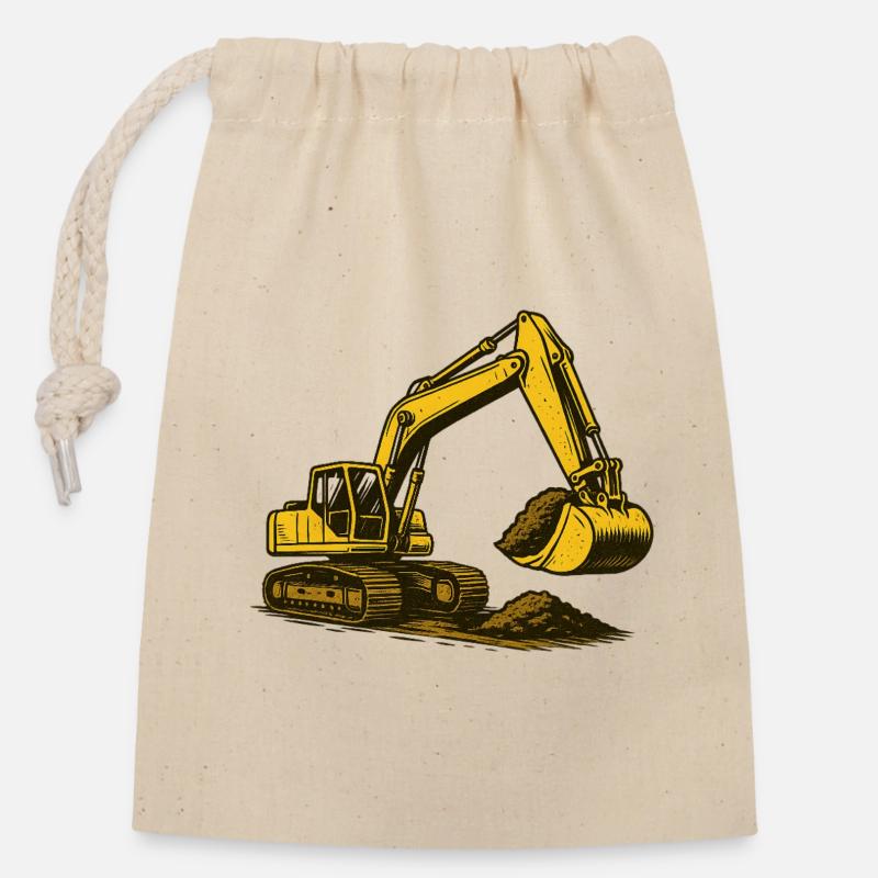 Bagger im Staub - Verschließbarer Geschenkbeutel aus Baumwolle (14x20cm) - Natur