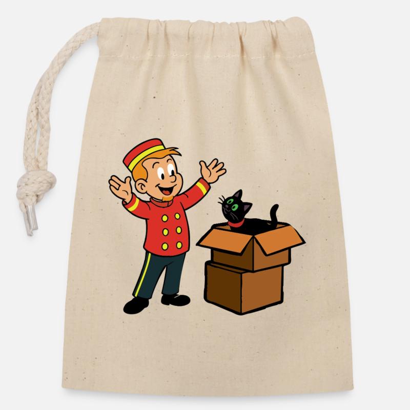 Franky & Meeko boxes - Closable cotton gift bag (14x20cm) - nature