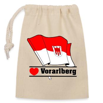 Drapeau du Vorarlberg avec cœur - Sac cadeau en coton avec cordon (14 x 20 cm) - nature - Devant