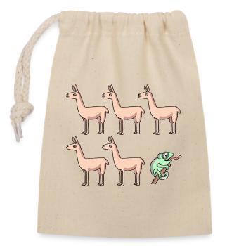 Llama Chamäleon - Verschließbarer Geschenkbeutel aus Baumwolle (14x20cm) - Natur - Vorne
