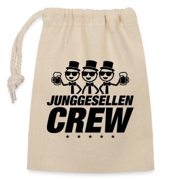 Junggesellen Crew - Verschließbarer Geschenkbeutel aus Baumwolle (14x20cm) - Natur - Vorne