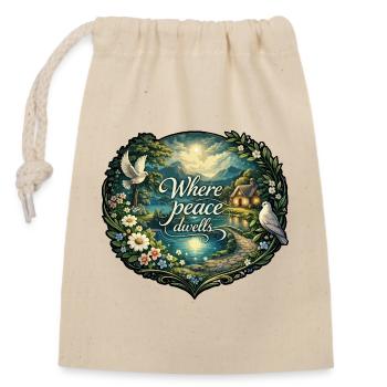 Là où réside la paix - Sac cadeau en coton avec cordon (14 x 20 cm) - nature - Devant