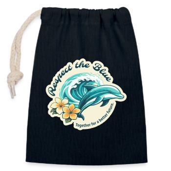 Protéger le Bleu - Dolphin - Sac cadeau en coton avec cordon (14 x 20 cm) - bleu marine - Devant