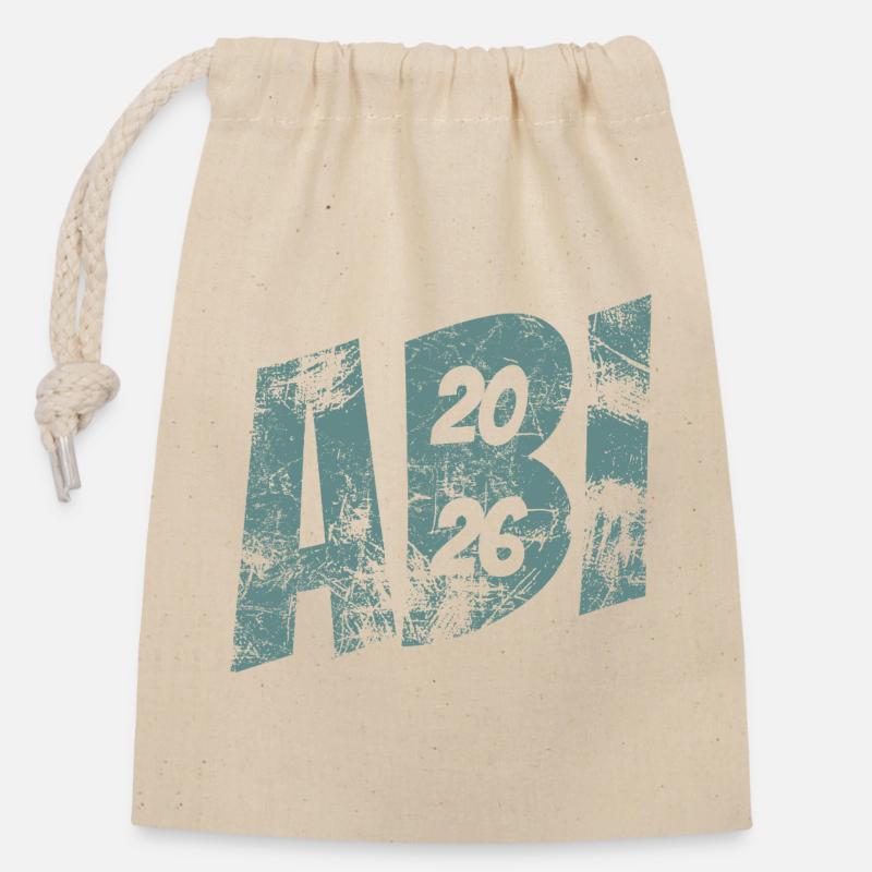 Abi 2026 - Abitur - Don - Sac cadeau en coton avec cordon (14 x 20 cm) - nature