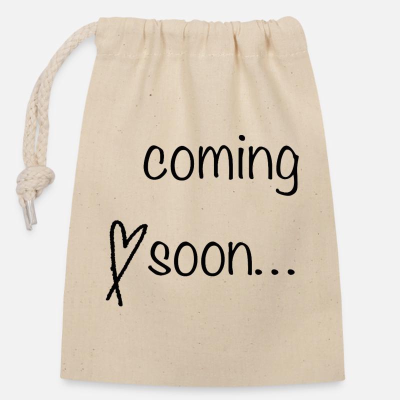 À venir Lettering - Sac cadeau en coton avec cordon (14 x 20 cm) - nature
