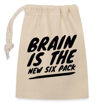 Brain is the New Six Pack - Smart Humor - Closable cotton gift bag (14x20cm) - nature - Front