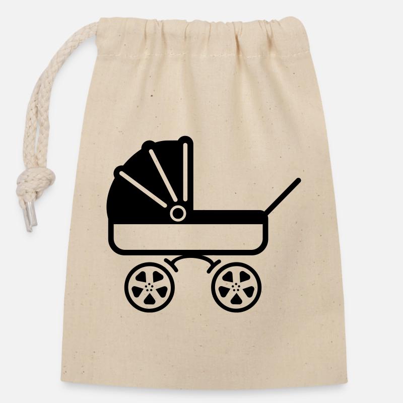 Pram stroller - Closable cotton gift bag (14x20cm) - nature