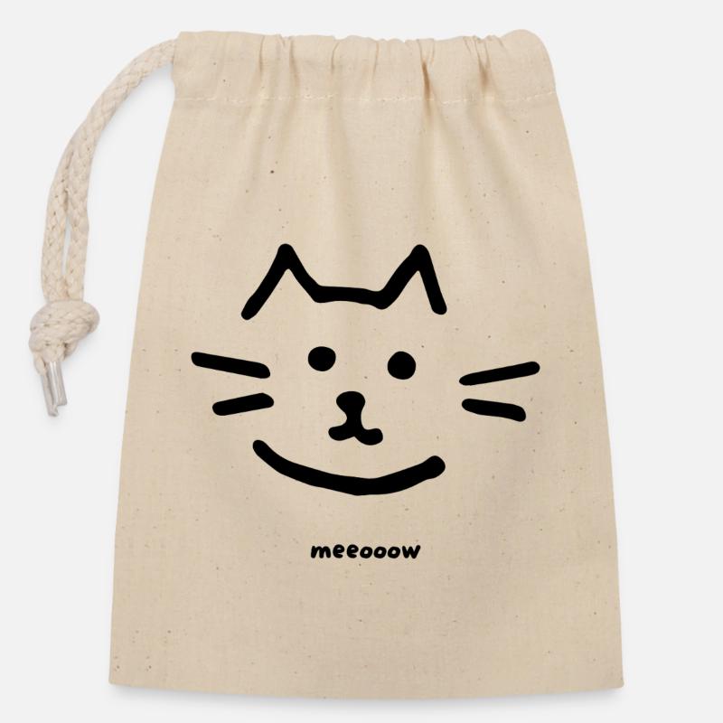 Conception propre de Cat Meow - Sac cadeau en coton avec cordon (14 x 20 cm) - nature