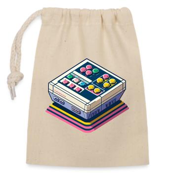 Retro Game Console Pixel Art - Closable cotton gift bag (14x20cm) - nature - Front