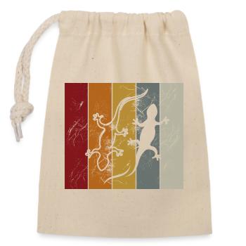 Gecko Color Stripes - Closable cotton gift bag (14x20cm) - nature - Front