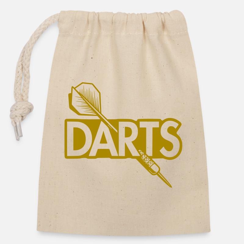 Darts Dartpfeil durch Schrift Logo - Verschließbarer Geschenkbeutel aus Baumwolle (14x20cm) - Natur