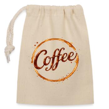 Coffee Tassen Abdruck Illustration - Verschließbarer Geschenkbeutel aus Baumwolle (14x20cm) - Natur - Vorne