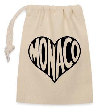 Monaco au cœur - Sac cadeau en coton avec cordon (14 x 20 cm) - nature - Devant