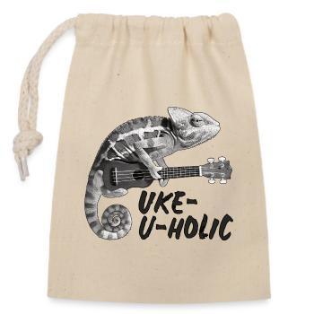 Chamäleon Uke-u-holic - Verschließbarer Geschenkbeutel aus Baumwolle (14x20cm) - Natur - Vorne
