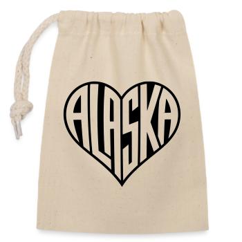 Alaska in Heart Lettering - Closable cotton gift bag (14x20cm) - nature - Front