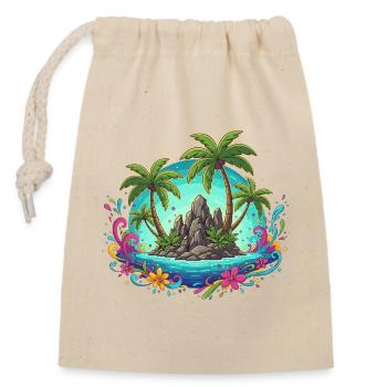 Tropische Insel Oase Palmen Farben - Closable cotton gift bag (14x20cm) - nature - Front