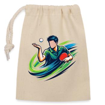 Table Tennis Serve Shirt Ping Pong Player - Closable cotton gift bag (14x20cm) - nature - Front
