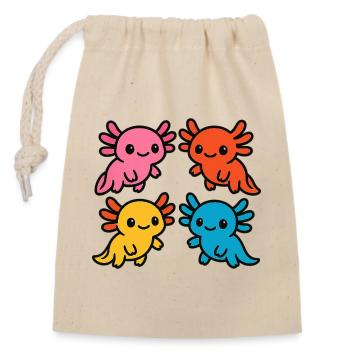 Mignonne Axolotl Couleurs Colorées Design mignon - Sac cadeau en coton avec cordon (14 x 20 cm) - nature - Devant