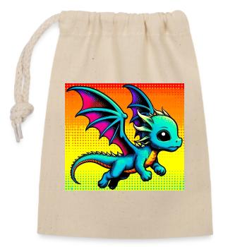 dragon - Closable cotton gift bag (14x20cm) - nature - Front