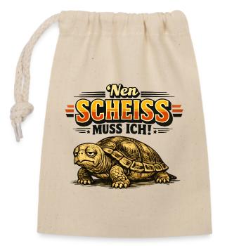 Nen Scheiss muss ich Schildkröte - Verschließbarer Geschenkbeutel aus Baumwolle (14x20cm) - Natur - Vorne