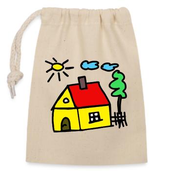 Haus Hütte Traumhaus Bauherren - Verschließbarer Geschenkbeutel aus Baumwolle (14x20cm) - Natur - Vorne