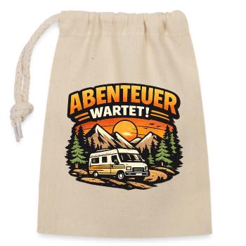 Abenteuer wartet Camper Vanlife Shirt - Verschließbarer Geschenkbeutel aus Baumwolle (14x20cm) - Natur - Vorne