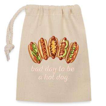 Hot Dog Fast Food Snack Humor - Verschließbarer Geschenkbeutel aus Baumwolle (14x20cm) - Natur - Vorne