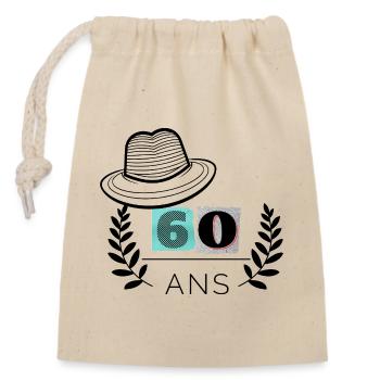 T-shirt anniversaire 60 ans original humour - Sac cadeau en coton avec cordon (14 x 20 cm) - nature - Devant