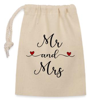Mr and Mrs - Verschließbarer Geschenkbeutel aus Baumwolle (14x20cm) - Natur - Vorne