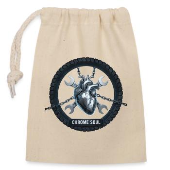 Motorrad Biker Liebe Motor Skull Herz Rocker - Verschließbarer Geschenkbeutel aus Baumwolle (14x20cm) - Natur - Vorne