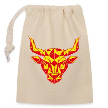 Tête de taureau géométrique feu rouge, signe du zodiaque - Sac cadeau en coton avec cordon (14 x 20 cm) - nature - Devant