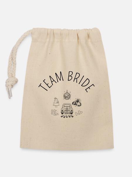 Hochzeit -Team Bride- Clip Art - Verschließbarer Geschenkbeutel aus Baumwolle (14x20cm) - Natur