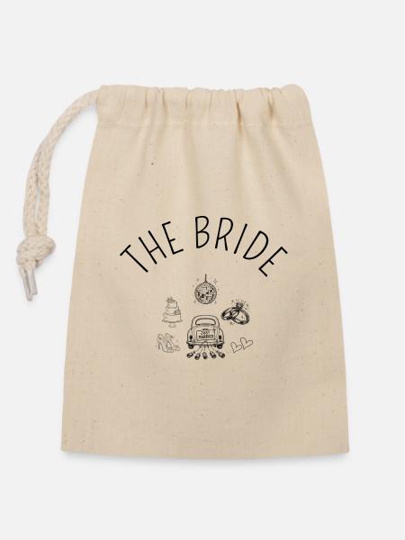 Hochzeit -The Bride - Clip Art - Verschließbarer Geschenkbeutel aus Baumwolle (14x20cm) - Natur