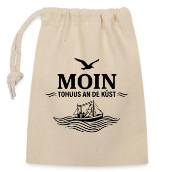 Moin to huus an de küst platt plattdütsch - Sac cadeau en coton avec cordon (14 x 20 cm) - nature - Devant