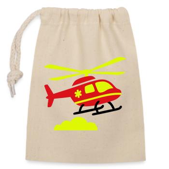 Rettungshubschrauber Notarzt - Verschließbarer Geschenkbeutel aus Baumwolle (14x20cm) - Natur - Vorne