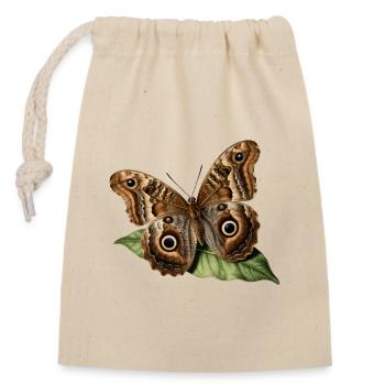 Caligo eurilochus — Naturalistischer Eulenschmetterling - Verschließbarer Geschenkbeutel aus Baumwolle (14x20cm) - Natur - Vorne