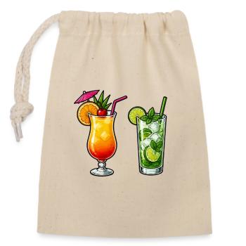 Tropische Cocktails  - Verschließbarer Geschenkbeutel aus Baumwolle (14x20cm) - Natur - Vorne