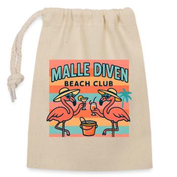 Malle Diven Beach Club Flamingo Mallorca Party  - Verschließbarer Geschenkbeutel aus Baumwolle (14x20cm) - Natur - Vorne